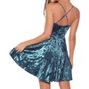 image:imageRVivimos Womens Crushed Velvet Spaghetti Straps Sexy V Neck Club Party Pleated Swing Skater DressBlue