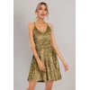 image:imageRVivimos Womens Crushed Velvet Spaghetti Straps Sexy V Neck Club Party Pleated Swing Skater DressBrown