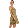 image:imageRVivimos Womens Crushed Velvet Spaghetti Straps Sexy V Neck Club Party Pleated Swing Skater DressBrown