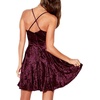 image:imageRVivimos Womens Crushed Velvet Spaghetti Straps Sexy V Neck Club Party Pleated Swing Skater DressBurgundy