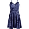 image:imageRVivimos Womens Crushed Velvet Spaghetti Straps Sexy V Neck Club Party Pleated Swing Skater DressDark Blue