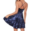 image:imageRVivimos Womens Crushed Velvet Spaghetti Straps Sexy V Neck Club Party Pleated Swing Skater DressDark Blue