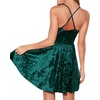 image:imageRVivimos Womens Crushed Velvet Spaghetti Straps Sexy V Neck Club Party Pleated Swing Skater DressDarkgreen