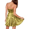 image:imageRVivimos Womens Crushed Velvet Spaghetti Straps Sexy V Neck Club Party Pleated Swing Skater DressGold
