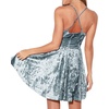 image:imageRVivimos Womens Crushed Velvet Spaghetti Straps Sexy V Neck Club Party Pleated Swing Skater DressGrey