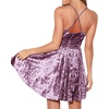 image:imageRVivimos Womens Crushed Velvet Spaghetti Straps Sexy V Neck Club Party Pleated Swing Skater DressPurple