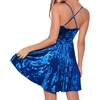 image:imageRVivimos Womens Crushed Velvet Spaghetti Straps Sexy V Neck Club Party Pleated Swing Skater DressRoyal Blue