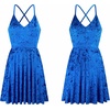 image:imageRVivimos Womens Crushed Velvet Spaghetti Straps Sexy V Neck Club Party Pleated Swing Skater DressRoyal Blue