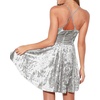 image:imageRVivimos Womens Crushed Velvet Spaghetti Straps Sexy V Neck Club Party Pleated Swing Skater DressSilver