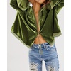 image:imageRVivimos Womens Fall Velvet Casual Jackets Bell Long Sleeve Tie Front Lace Trim Loose Vintage Kimono Cardigan Short CoatArmygreen