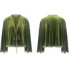 image:imageRVivimos Womens Fall Velvet Casual Jackets Bell Long Sleeve Tie Front Lace Trim Loose Vintage Kimono Cardigan Short CoatArmygreen