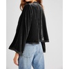 image:imageRVivimos Womens Fall Velvet Casual Jackets Bell Long Sleeve Tie Front Lace Trim Loose Vintage Kimono Cardigan Short CoatBlack