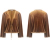image:imageRVivimos Womens Fall Velvet Casual Jackets Bell Long Sleeve Tie Front Lace Trim Loose Vintage Kimono Cardigan Short CoatBrown