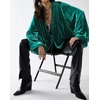 image:imageRVivimos Womens Fall Velvet Casual Jackets Bell Long Sleeve Tie Front Lace Trim Loose Vintage Kimono Cardigan Short CoatDarkgreen