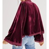 image:imageRVivimos Womens Fall Velvet Casual Jackets Bell Long Sleeve Tie Front Lace Trim Loose Vintage Kimono Cardigan Short CoatWine Red