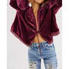 image:imageRVivimos Womens Fall Velvet Casual Jackets Bell Long Sleeve Tie Front Lace Trim Loose Vintage Kimono Cardigan Short CoatWine Red