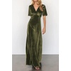 image:imageRVivimos Womens Fall Velvet Maxi Dress 2026 Short Sleeve V Neck Elegant Vintage Flowy Long DressesArmy Green