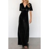 image:imageRVivimos Womens Fall Velvet Maxi Dress 2026 Short Sleeve V Neck Elegant Vintage Flowy Long DressesBlack