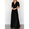 image:imageRVivimos Womens Fall Velvet Maxi Dress 2026 Short Sleeve V Neck Elegant Vintage Flowy Long DressesBlack