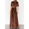 image:imageRVivimos Womens Fall Velvet Maxi Dress 2026 Short Sleeve V Neck Elegant Vintage Flowy Long DressesBrown