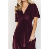 image:imageRVivimos Womens Fall Velvet Maxi Dress 2026 Short Sleeve V Neck Elegant Vintage Flowy Long DressesBurgundy