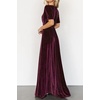 image:imageRVivimos Womens Fall Velvet Maxi Dress 2026 Short Sleeve V Neck Elegant Vintage Flowy Long DressesBurgundy