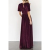 image:imageRVivimos Womens Fall Velvet Maxi Dress 2026 Short Sleeve V Neck Elegant Vintage Flowy Long DressesBurgundy