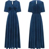 image:imageRVivimos Womens Fall Velvet Maxi Dress 2026 Short Sleeve V Neck Elegant Vintage Flowy Long DressesDark Blue