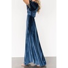 image:imageRVivimos Womens Fall Velvet Maxi Dress 2026 Short Sleeve V Neck Elegant Vintage Flowy Long DressesDark Blue