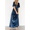 image:imageRVivimos Womens Fall Velvet Maxi Dress 2026 Short Sleeve V Neck Elegant Vintage Flowy Long DressesDark Blue