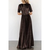 image:imageRVivimos Womens Fall Velvet Maxi Dress 2026 Short Sleeve V Neck Elegant Vintage Flowy Long DressesDark Brown