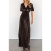 image:imageRVivimos Womens Fall Velvet Maxi Dress 2026 Short Sleeve V Neck Elegant Vintage Flowy Long DressesDark Brown