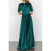 image:imageRVivimos Womens Fall Velvet Maxi Dress 2026 Short Sleeve V Neck Elegant Vintage Flowy Long DressesDark Green