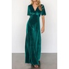 image:imageRVivimos Womens Fall Velvet Maxi Dress 2026 Short Sleeve V Neck Elegant Vintage Flowy Long DressesDark Green