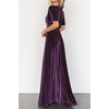 image:imageRVivimos Womens Fall Velvet Maxi Dress 2026 Short Sleeve V Neck Elegant Vintage Flowy Long DressesDark Purple