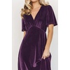 image:imageRVivimos Womens Fall Velvet Maxi Dress 2026 Short Sleeve V Neck Elegant Vintage Flowy Long DressesDark Purple