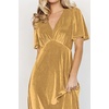 image:imageRVivimos Womens Fall Velvet Maxi Dress 2026 Short Sleeve V Neck Elegant Vintage Flowy Long DressesGold