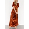 image:imageRVivimos Womens Fall Velvet Maxi Dress 2026 Short Sleeve V Neck Elegant Vintage Flowy Long DressesRust Brown