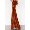 image:imageRVivimos Womens Fall Velvet Maxi Dress 2026 Short Sleeve V Neck Elegant Vintage Flowy Long DressesRust Brown