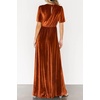 image:imageRVivimos Womens Fall Velvet Maxi Dress 2026 Short Sleeve V Neck Elegant Vintage Flowy Long DressesRust Brown