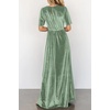 image:imageRVivimos Womens Fall Velvet Maxi Dress 2026 Short Sleeve V Neck Elegant Vintage Flowy Long DressesSage Green