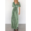 image:imageRVivimos Womens Fall Velvet Maxi Dress 2026 Short Sleeve V Neck Elegant Vintage Flowy Long DressesSage Green
