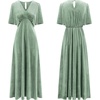 image:imageRVivimos Womens Fall Velvet Maxi Dress 2026 Short Sleeve V Neck Elegant Vintage Flowy Long DressesSage Green
