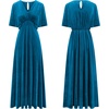 image:imageRVivimos Womens Fall Velvet Maxi Dress 2026 Short Sleeve V Neck Elegant Vintage Flowy Long DressesTeal