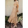 image:imageRVivimos Womens Fall Winter Vintage Velvet Dress Short Sleeve V Neck Elastic Waist Tiered Ruffle ALine Flowy Maxi DressChampagne