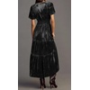 image:imageRVivimos Womens Fall Winter Vintage Velvet Dress Short Sleeve V Neck Elastic Waist Tiered Ruffle ALine Flowy Maxi DressCrushedblack