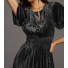 image:imageRVivimos Womens Fall Winter Vintage Velvet Dress Short Sleeve V Neck Elastic Waist Tiered Ruffle ALine Flowy Maxi DressCrushedblack