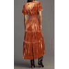 image:imageRVivimos Womens Fall Winter Vintage Velvet Dress Short Sleeve V Neck Elastic Waist Tiered Ruffle ALine Flowy Maxi DressCrushedburntorange