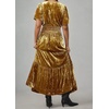 image:imageRVivimos Womens Fall Winter Vintage Velvet Dress Short Sleeve V Neck Elastic Waist Tiered Ruffle ALine Flowy Maxi DressCrushedgold