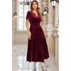 image:imageRVivimos Womens Fall Winter Vintage Velvet Dress Short Sleeve V Neck Elastic Waist Tiered Ruffle ALine Flowy Maxi DressWinered